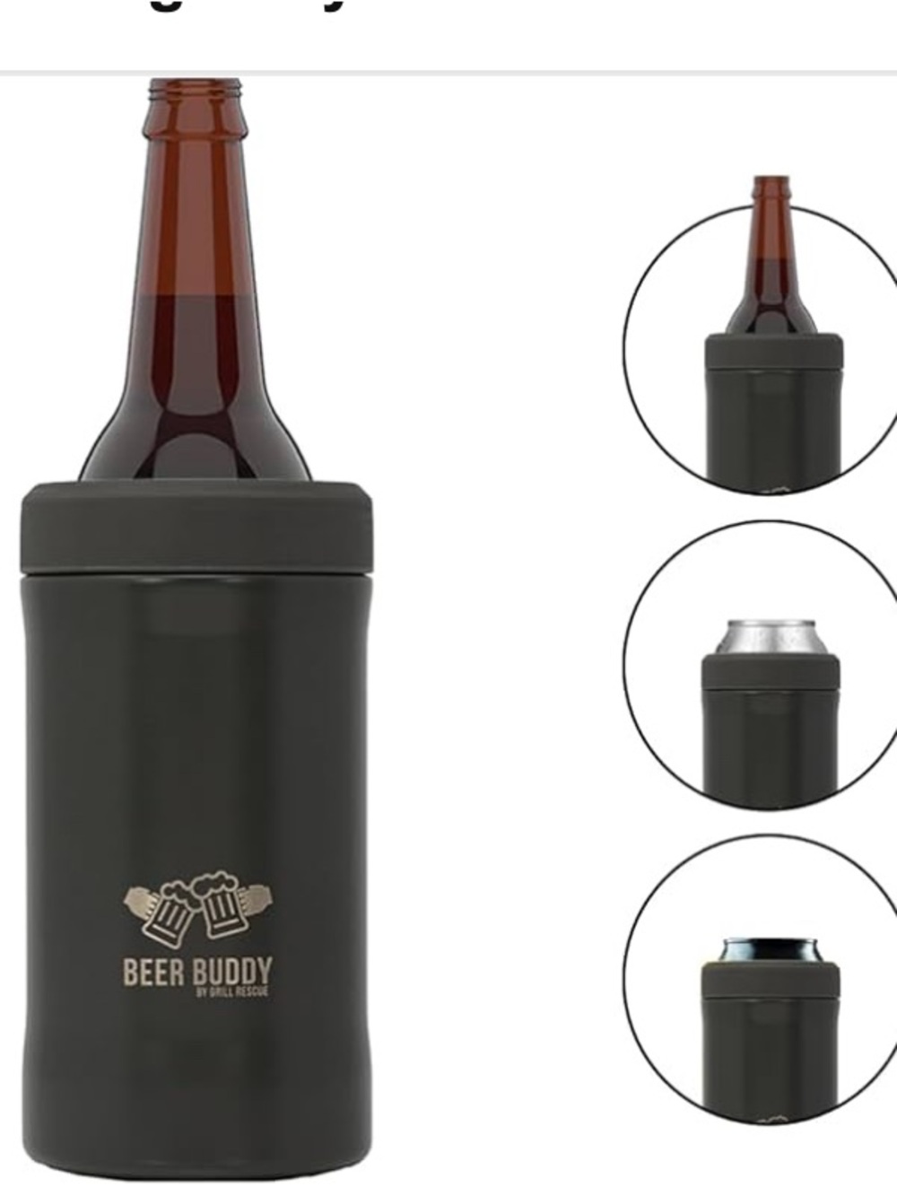 Beer Buddy by Grill Master Stainless Steel Beverage Holder Black NEW
